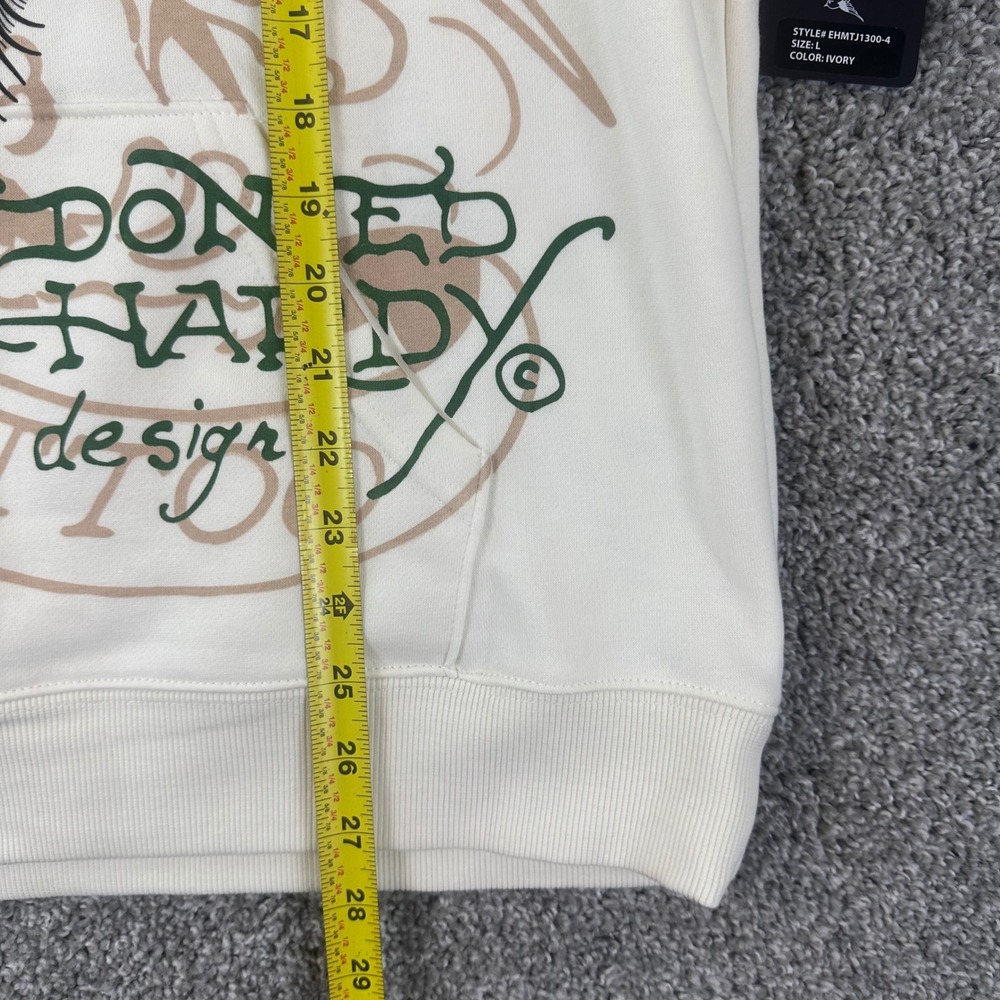 Ed Hardy Dragon Tattoo Hoodie Mens Large Ivory Graphic Pullover Streetwear NEW - Picture 7 of 8